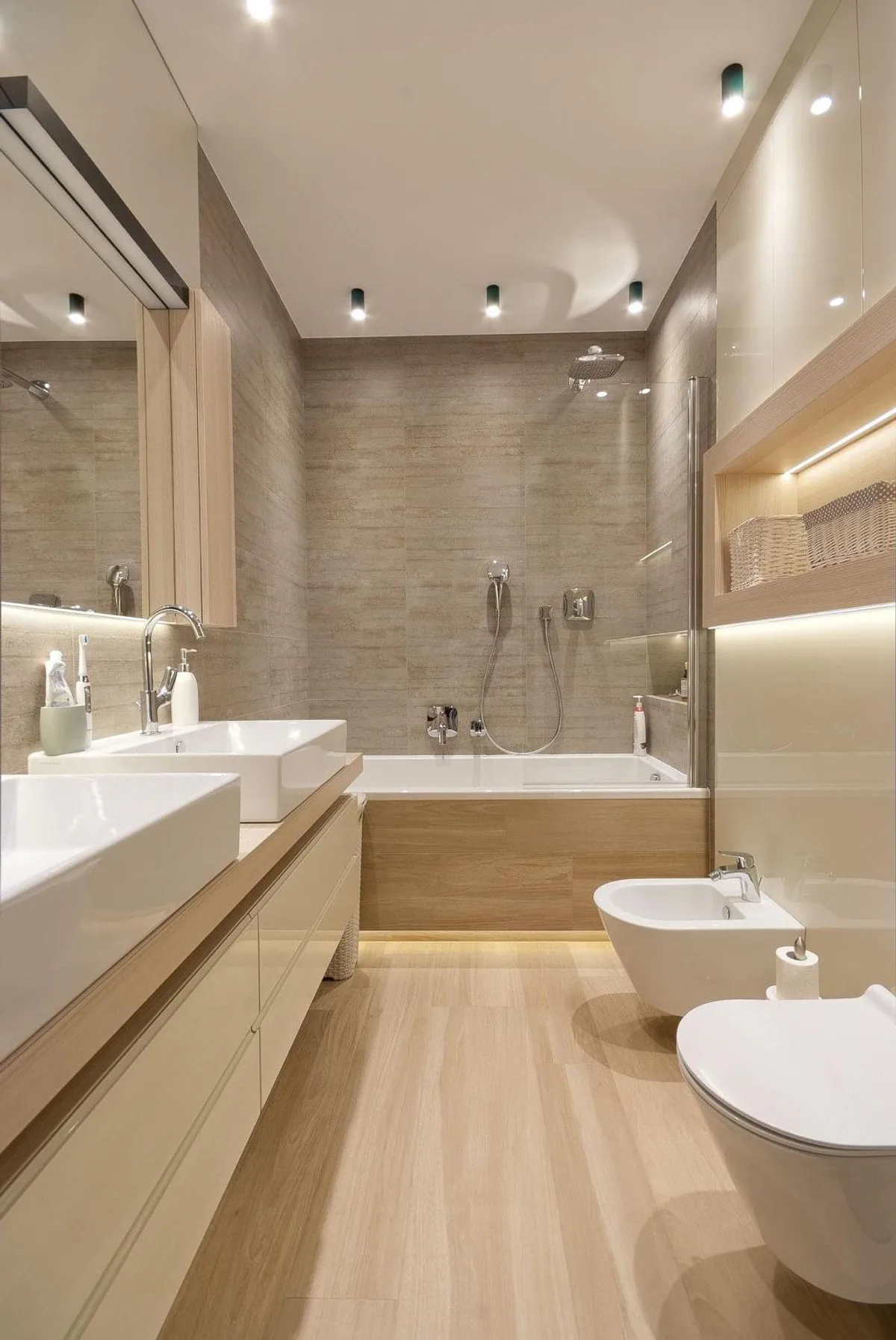 Salle de bain sur mesure dans des tons minéraux